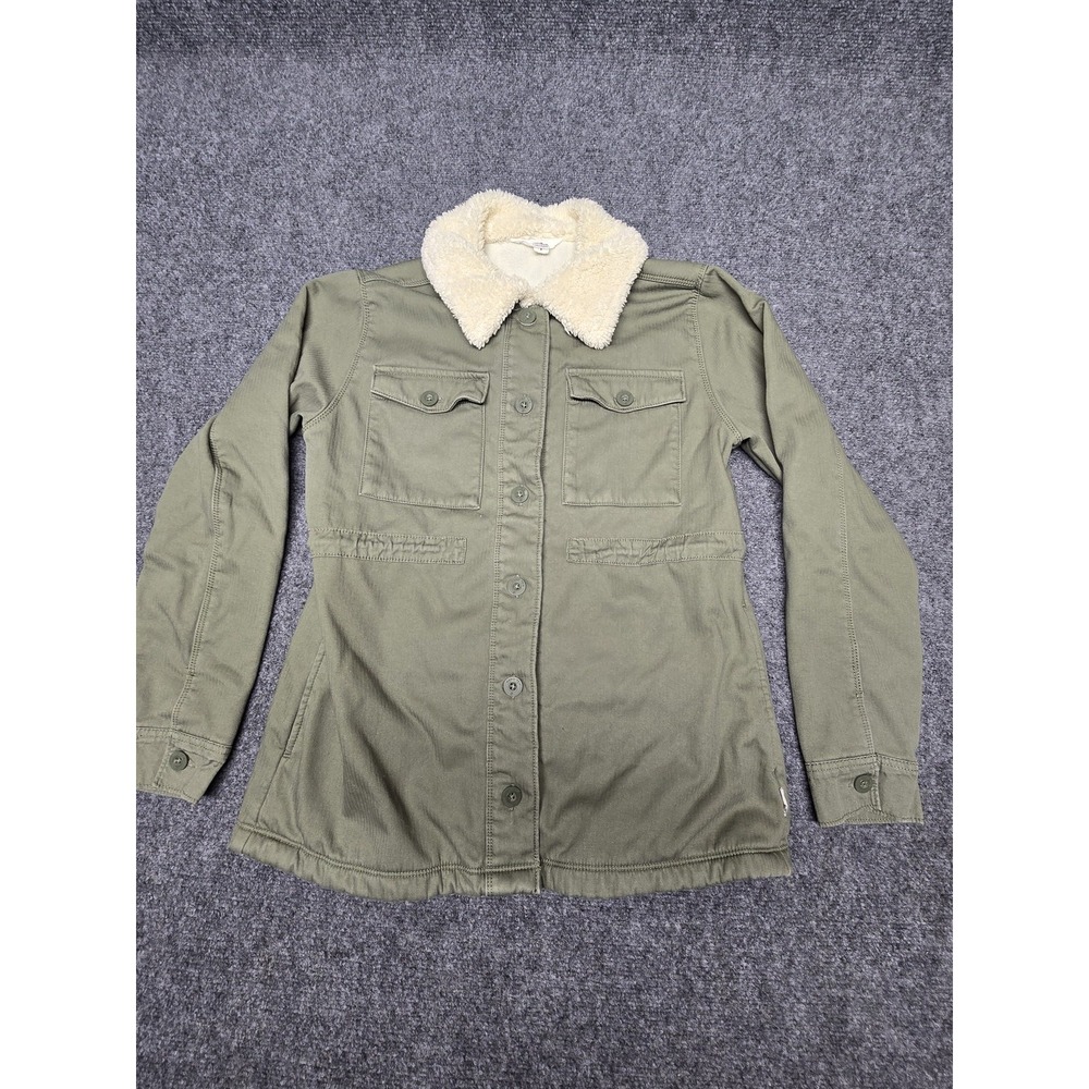 Hang Ten Jacket Womens Small Sherpa Fleece Collar Utility Button Up Pockets